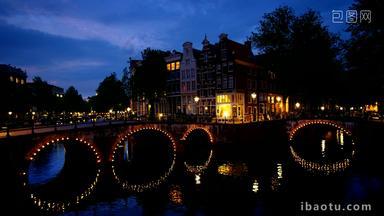 桥晚上荷兰欧洲